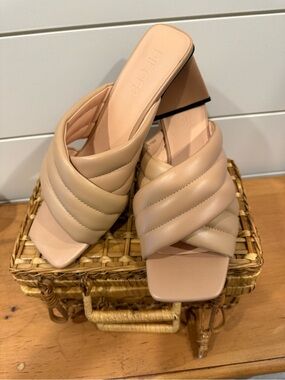 Saks Fifth Avenue Quilted Slide Mules - Nude Beige